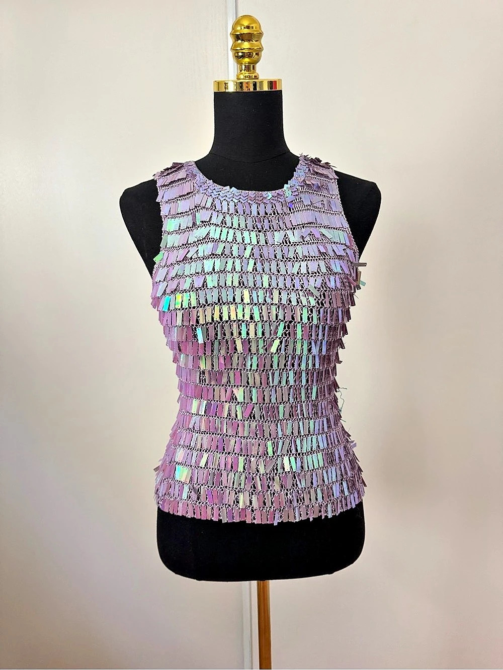 Iridescent Sequin Tank Top Purple & Green
